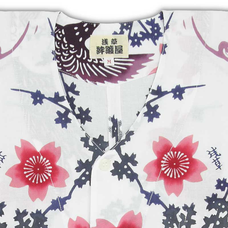 本染め鯉口シャツ【櫻鳳凰｜特岡・白差分】祭用品専門店浅草絆纒屋