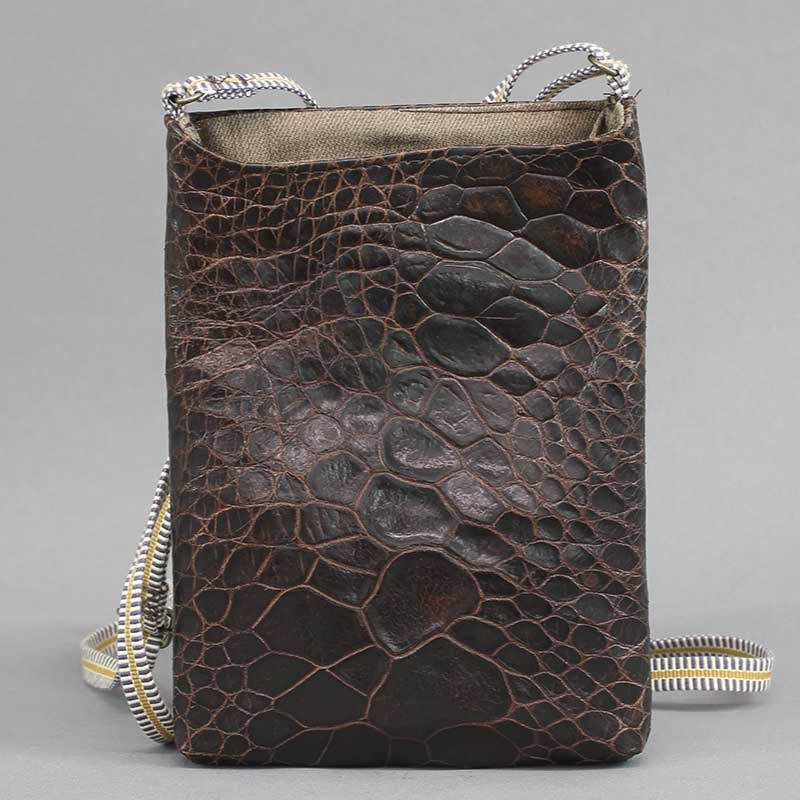 本皮スマホ祭ポシェット【海亀（ウミガメ）タートルレザー｜焦茶】祭