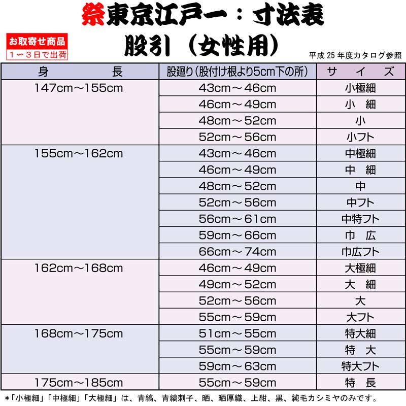 東京江戸一　女性用股引　武州藍染　中極細