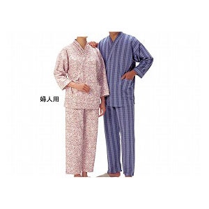 羽衣綿業　キルト二部式寝巻き婦人用　【介護用衣料 着替え 脱ぎ着が楽 シャツ トレーナー 施設 院内着】