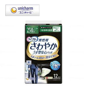 ユニ・チャーム　ライフリー男性用さわやかうす型安心パッド　一気に出る時も安心　１ケース（１２枚×２４袋）