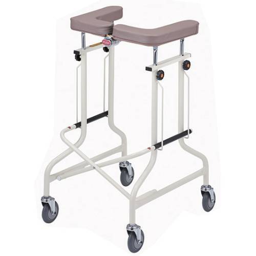 軽量アルミ歩行器 W1/2BR クリスタル産業 交互歩行器（折り畳み型）AL-101 【福祉発明品