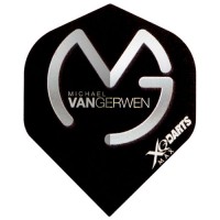 【XQ DARTS MAX】MvG フライト　マイケル・ヴァン・ガーウェン　折りたたみタイプ　ダーツ用　銀文字ブラック|フライト（折りたたみタイプ）|ダーツフライト