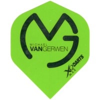 【XQ DARTS MAX】MvG フライト　マイケル・ヴァン・ガーウェン　折りたたみタイプ　ダーツ用　黒文字グリーン|フライト（折りたたみタイプ）|ダーツフライト