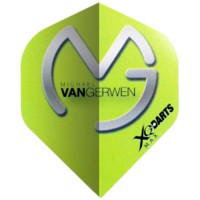 【XQ DARTS MAX】MvG フライト　マイケル・ヴァン・ガーウェン　折りたたみタイプ　ダーツ用　銀文字グリーン|フライト（折りたたみタイプ）|ダーツフライト