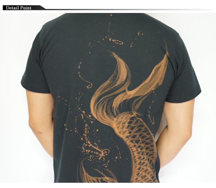 羽水 うすい 鯉 手描き 和柄Tシャツ 半袖 koi19bg/送料無料【羽