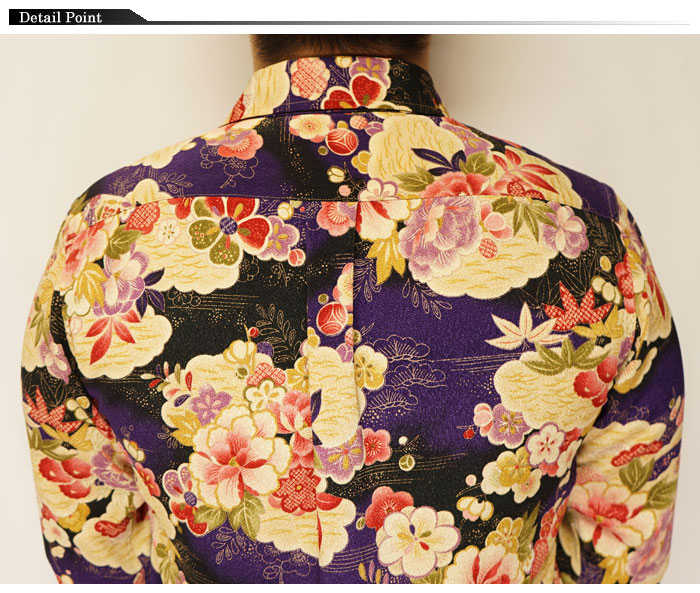 和柄 tシャツ 和柄長袖Tシャツ 和柄ロンt【YH21305】桜/家紋刺繍