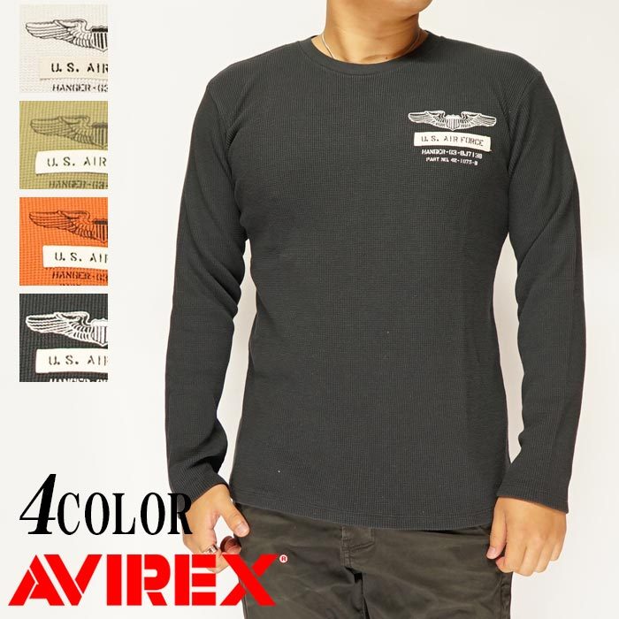 AVIREX[アヴィレックス] 長袖Tシャツ メンズ ミニワッフル クルー