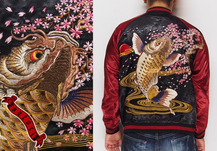 泥棒日記　CROPPED HEADSコラボ　スカジャン　鯉　桜　リバーシブル CROPPED HEADS スカジャン 金魚×河童 リバーシブル - メルカリ