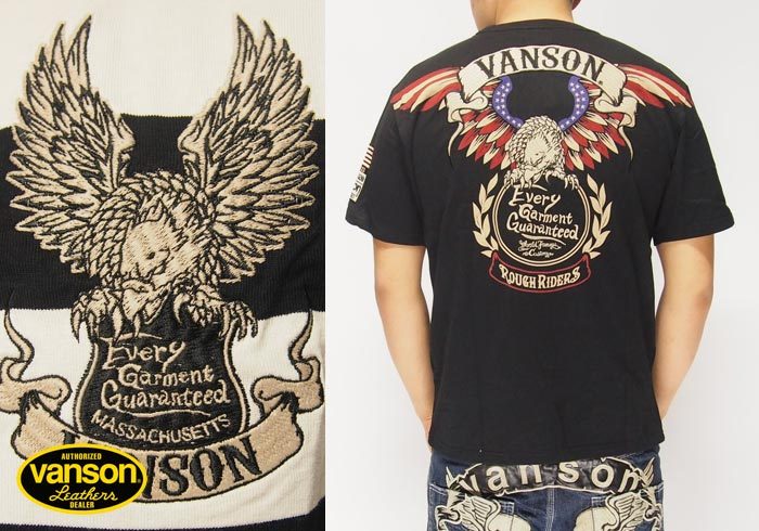 VANSON[バンソン] イーグル 刺繍 Tシャツ/半袖/NVST-805/送料無料