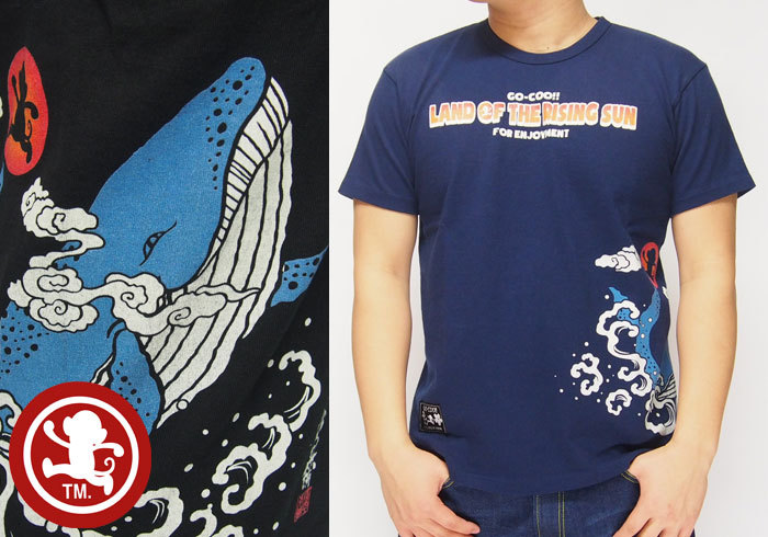 悟空本舗[ｺﾞｸｰ]GOCOO 大鯨の波乗り 和柄Tシャツ/半袖/日本製/GST