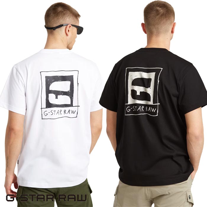 ジースター ロウ G-STAR RAW Tシャツ 半袖 メンズ HANDWRITING BACK 