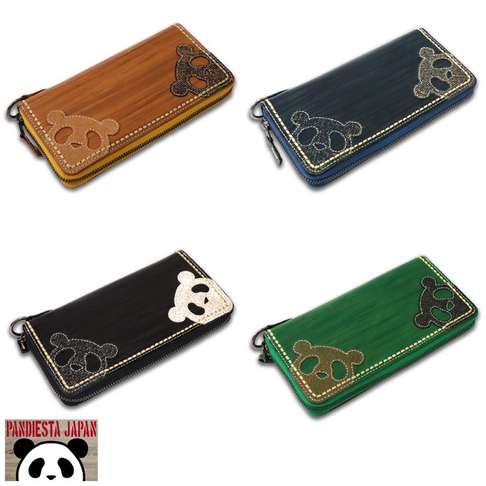パンディエスタ PANDIESTA レザー ロング ウォレット 木目調 ラウンド