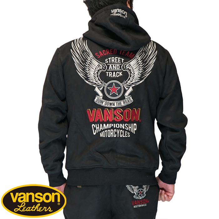 新品バンソンvanson✖︎ウイングスターデザイン 裏毛ジップパーカー 