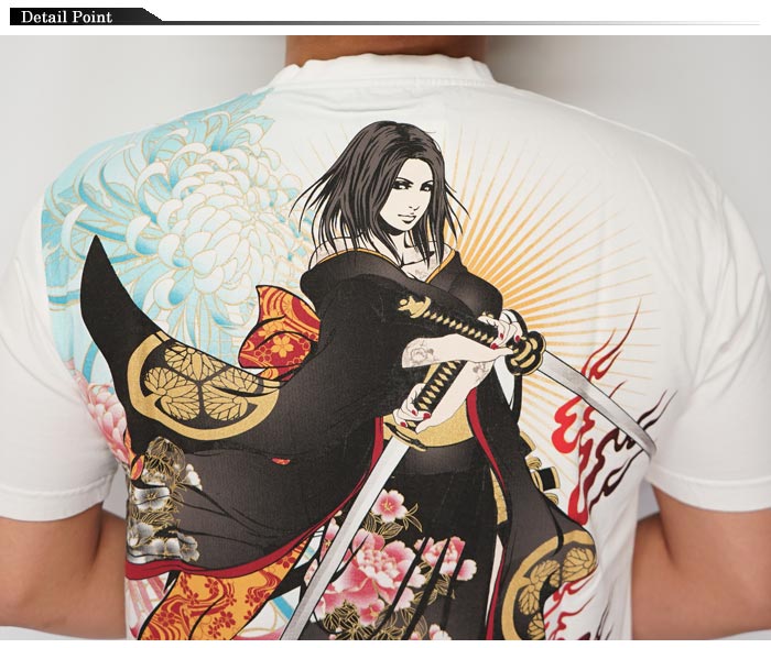 抜刀娘 バットウムスメ 和柄 Tシャツ 半袖 絡繰魂 葵 二刀流 ロゴ刺繍 菊 藤の花 炎 2126 送料無料 抜刀娘から新作和柄tシャツが登場 すべての商品 和柄 カジュアル ジーンズプラザ摩耶葛西店