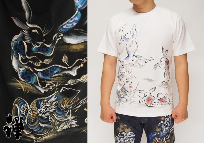 【新品未使用品】日本柄シャツ 今昔 こんじゃく 狐 和柄 シャツ 半袖 メンズ キツネ 参丸一 KJ-29074