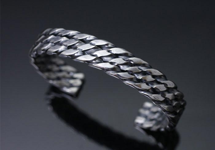 龍頭[ﾘｭｳｽﾞ] ツイストバングル3連/B-21/和柄シルバーアクセサリー/送料 
