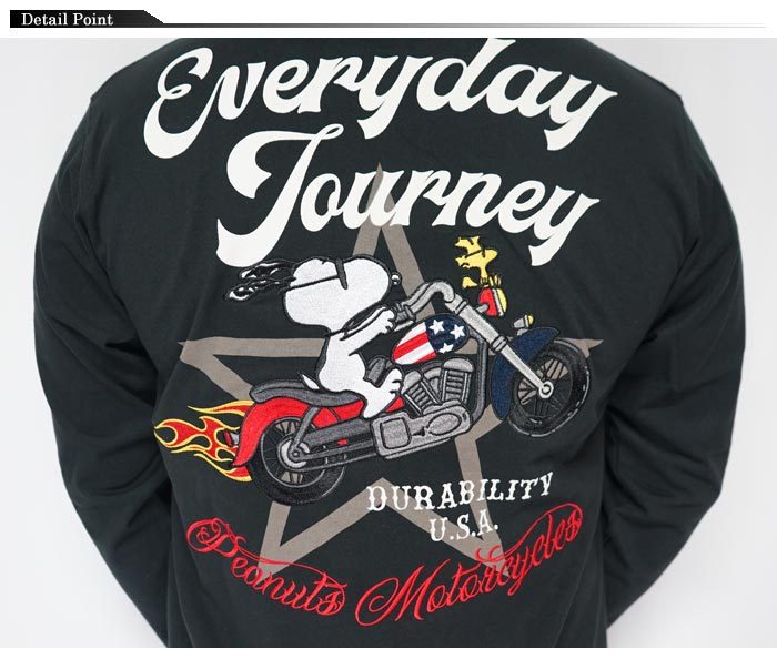 Flagstaff スヌーピー ロングtシャツ コラボ ロンt 長袖 刺繍 バイク フラッグスタッフ 送料無料 スヌーピーから新作ロング Tシャツが登場 すべての商品 和柄 カジュアル ジーンズプラザ摩耶葛西店