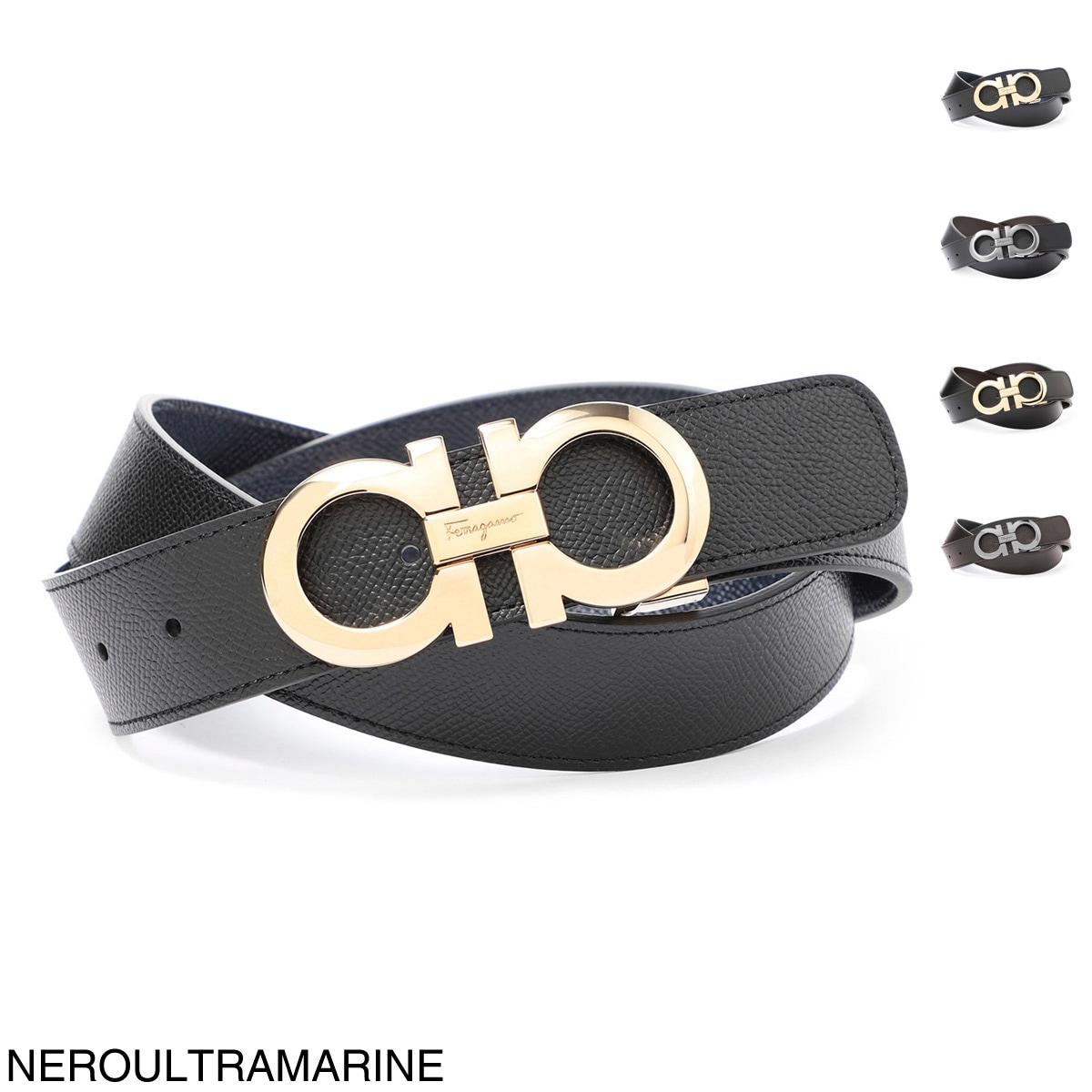 Ferragamo　ヴァラ　ベルト　キャンバス　ゴールド×ブラック　3531 Ferragamo ヴァラ ベルト キャンバス ゴールド×ブラック 3531