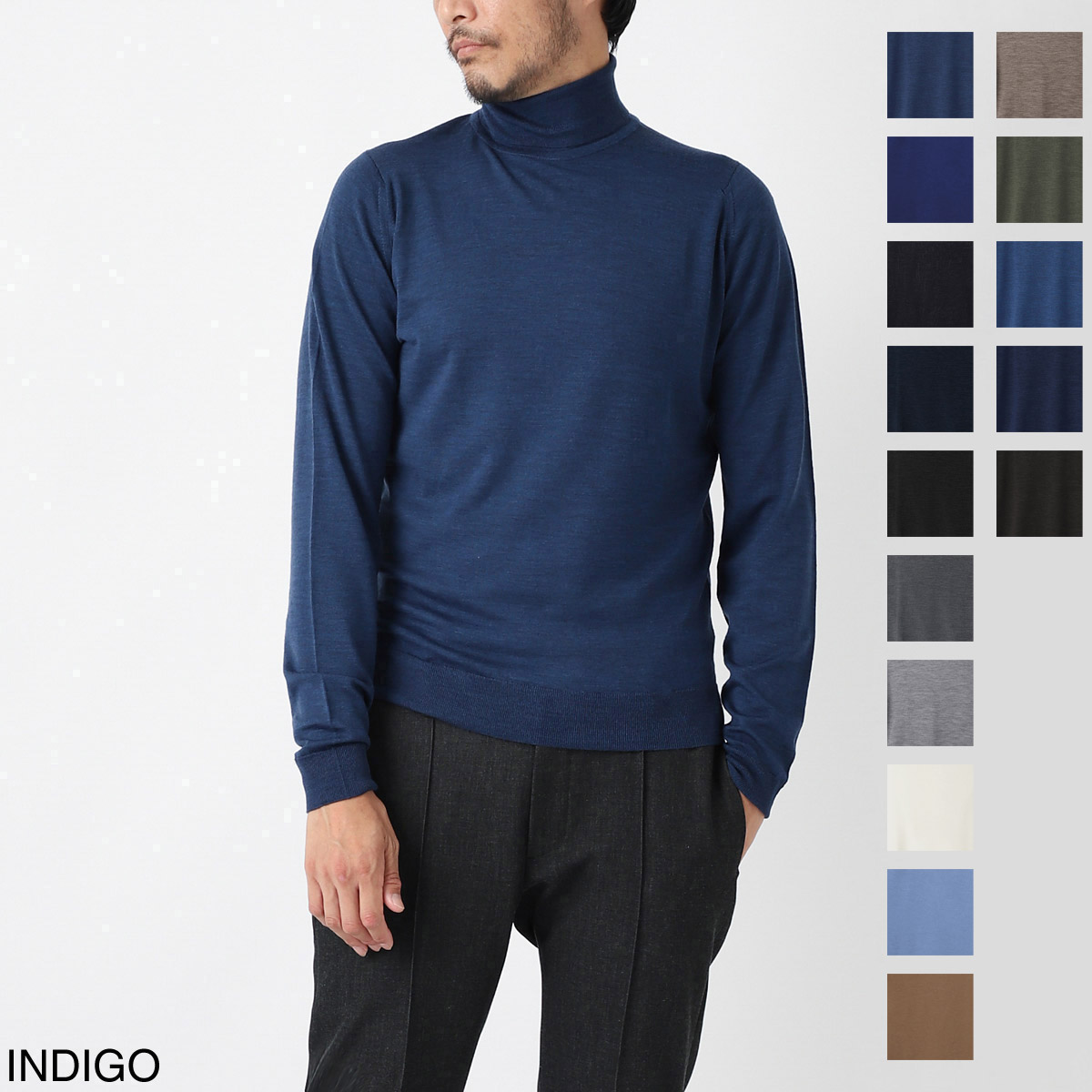 ジョンスメドレー タートルネック ハイゲージニットセーター ウール　ネイビー　L JOHN SMEDLEY ジョンスメドレー タートルネック ニット/CHERWELL