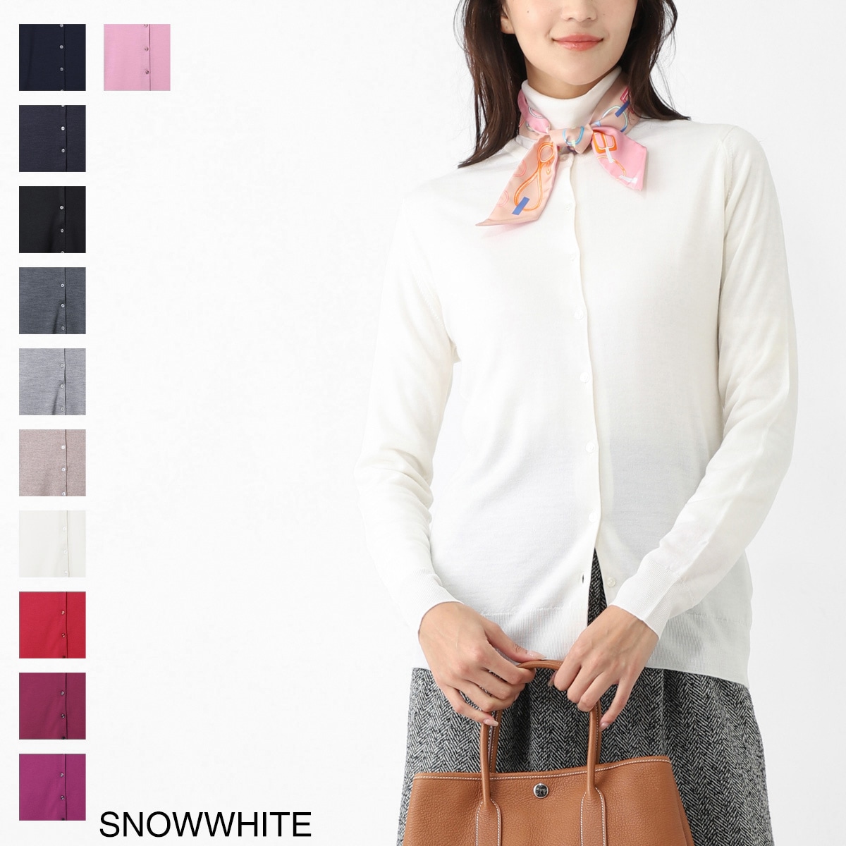 JOHN SMEDLEY ジョンスメドレー クルーネック カーディガン/BUTTERCUP エクストラファインメリノウール 30ゲージ レディース