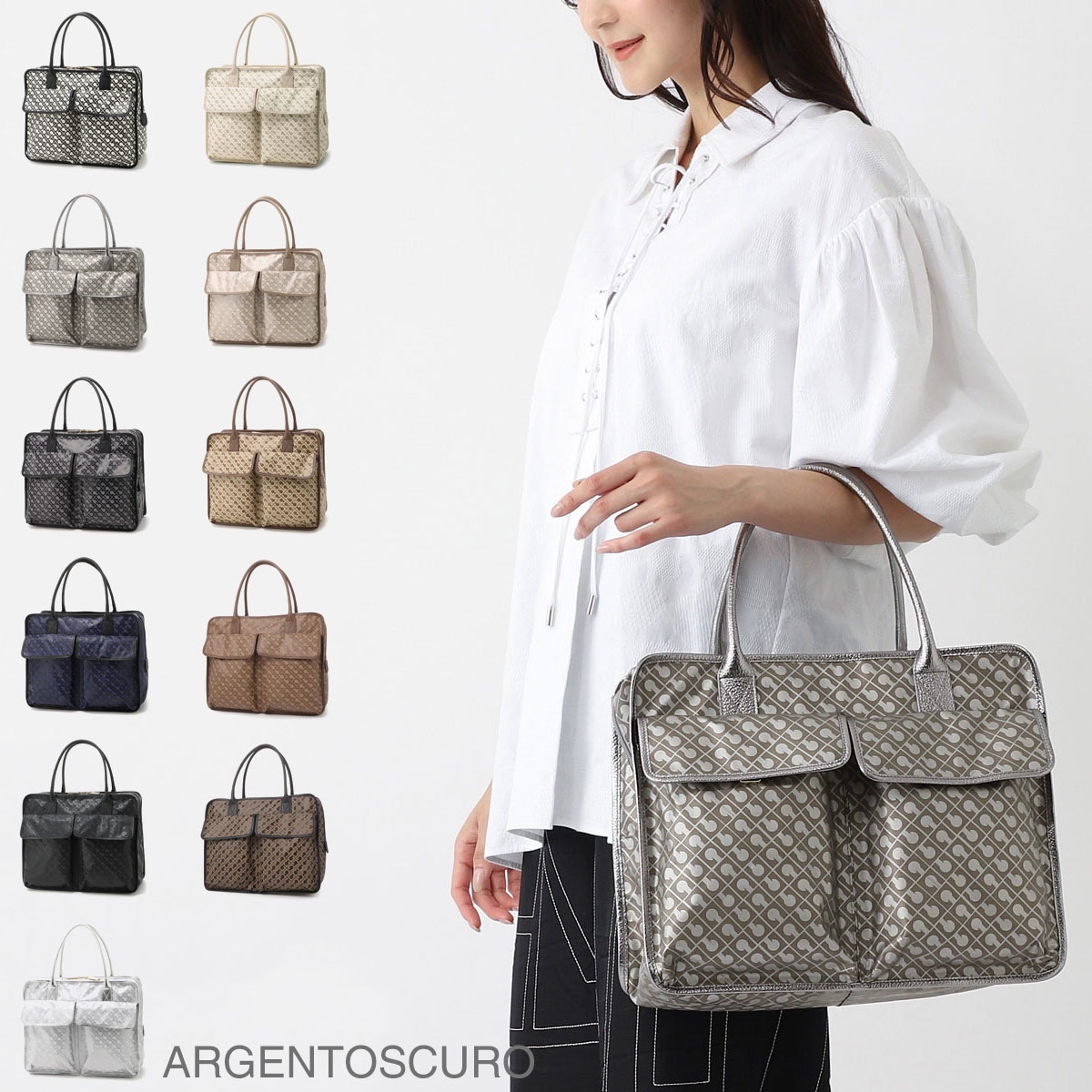 2点セット　GHERARDINI　ソフティハンドバッグ　グレー・ホワイト　レザー ソフティ 2WAYハンドバッグ｜GHERARDINI オンラインストア
