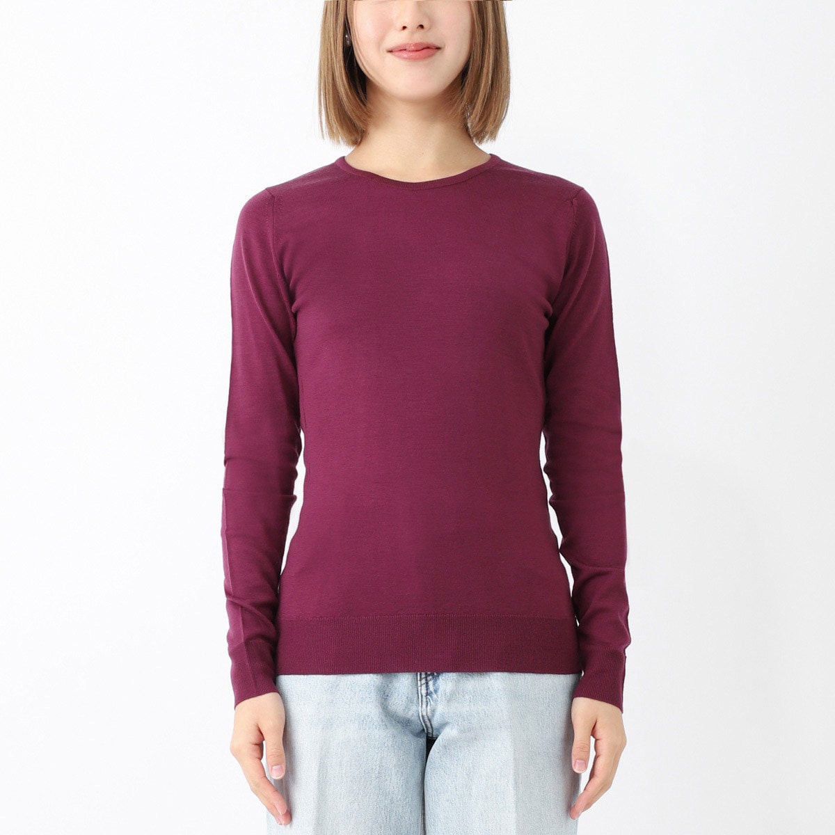 JOHN SMEDLEY ピンク　エクストラファインメリノウール セーター JOHN SMEDLEY ジョンスメドレー クルーネックセーター/GERANIUM