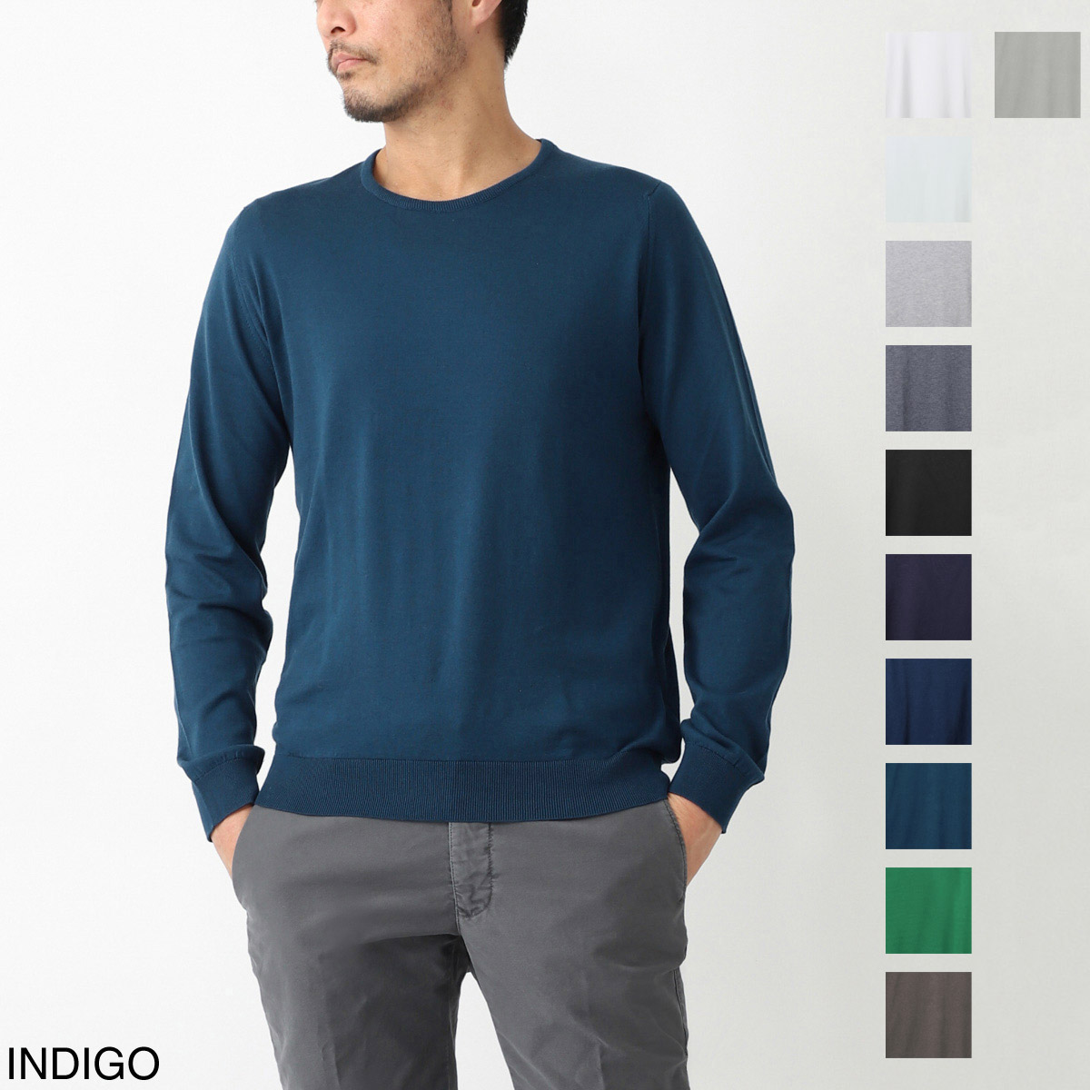JOHN SMEDLEY シーアイランド コットン Vネック ニット M ブルー JOHN SMEDLEY ジョンスメドレー BRENTA MODERN FIT レディース V
