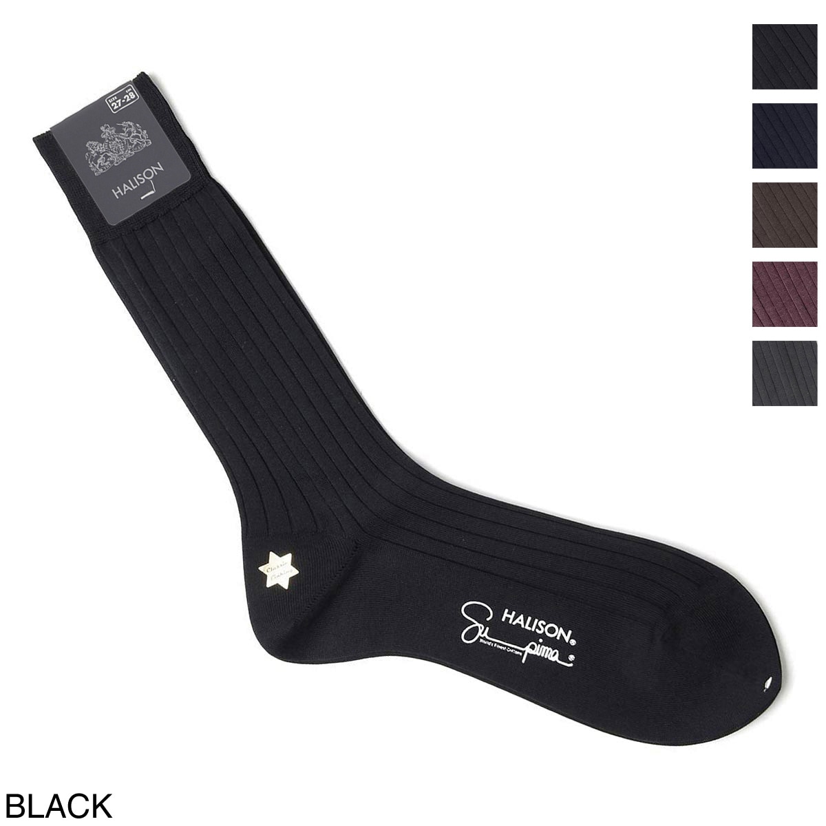 『ネコポス対応(6点まで)』HALISON ハリソン 靴下/ソックス/スーピマ リブソックス クラシックリンキング 無地 M 相当サイズ:25～26cm メンズ