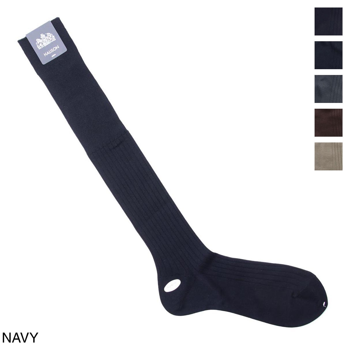 『ネコポス対応(3点まで)』HALISON ハリソン 靴下/ソックス/エジプト綿 ワイドリブ ロングホーズ 無地 メンズ
