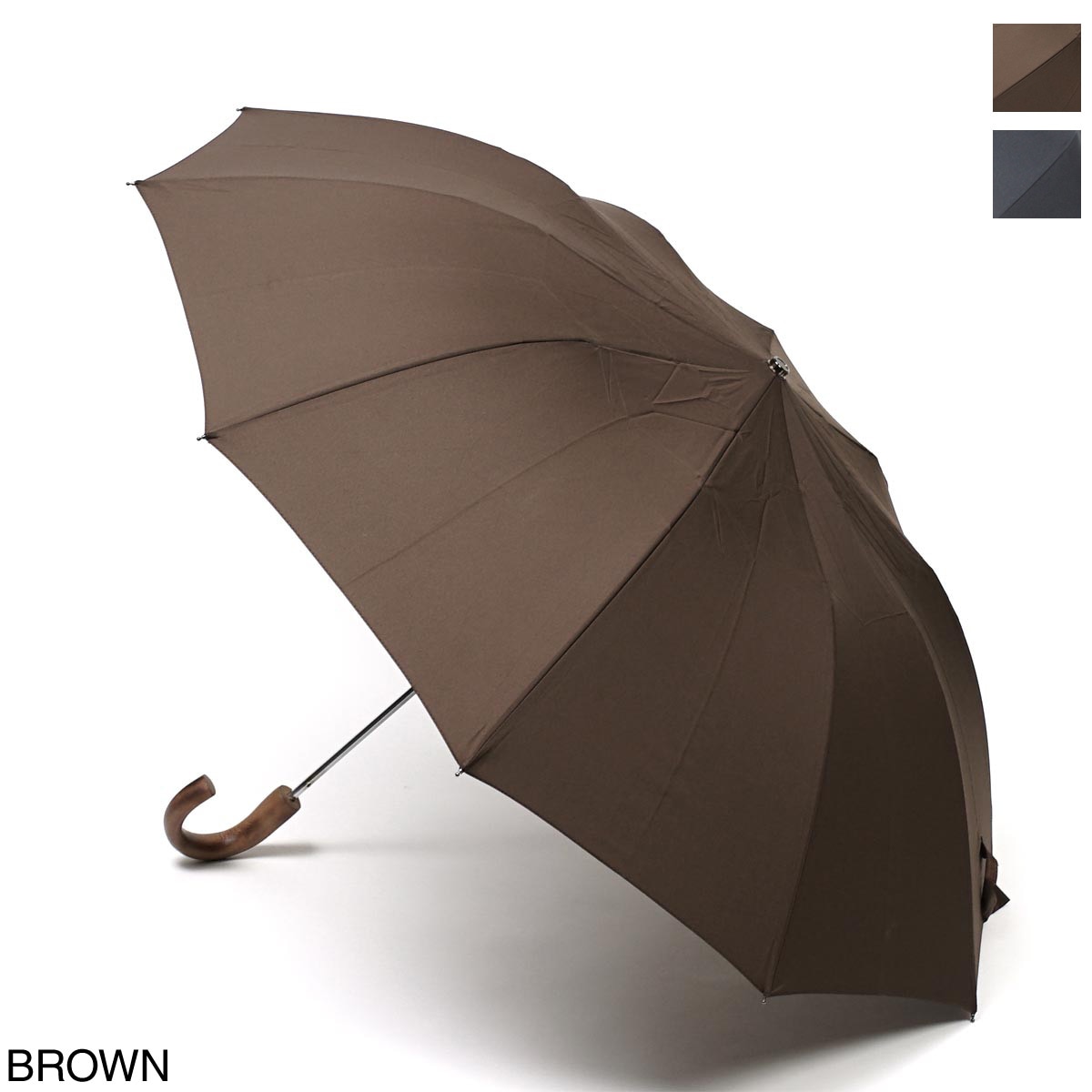ファックスアンブレラズTEL1ブラウンメープルハンドル紳士折りたたみ傘新品