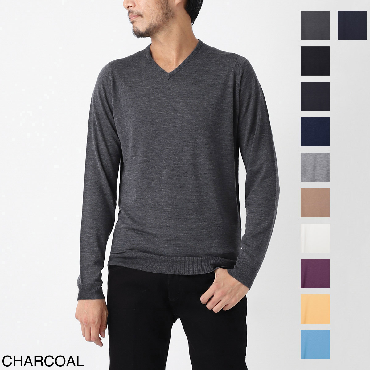 JOHN SMEDLEY ジョンスメドレー Vネック ニット/SHIPTON エクストラファインメリノウール 30ゲージ STANDARD FIT メンズ