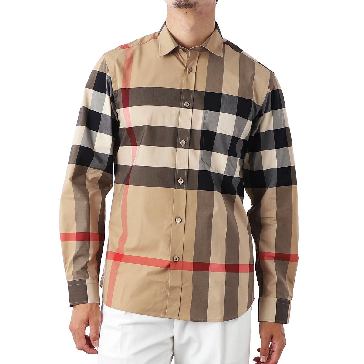 バーバリー　シャツ　メンズ アウトレット】BURBERRY バーバリー 長袖レギュラーカラーシャツ