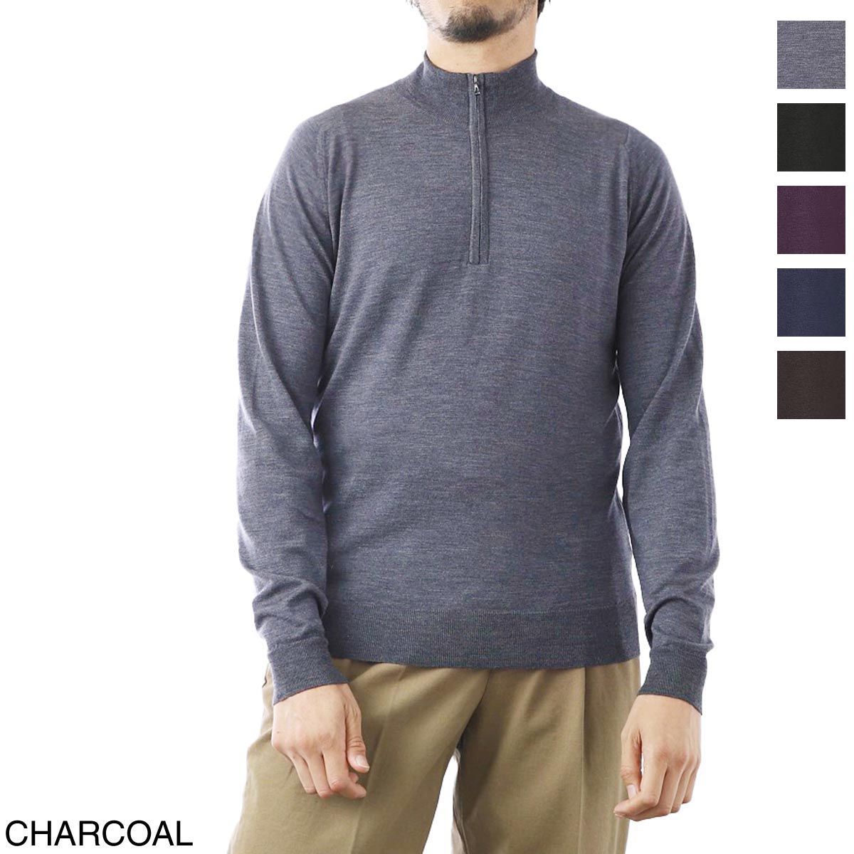 【アウトレット】JOHN SMEDLEY ジョンスメドレー ハーフジップ ニット/BARROW エクストラファインメリノウール 30ゲージ メンズ