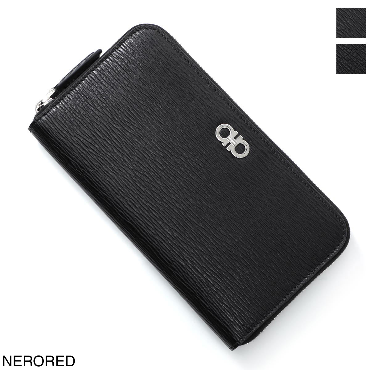 FERRAGAMO (Salvatore Ferragamo) フェラガモ ラウンドファスナー 長財布 小銭入れ付き/PEBBLE CALF メンズ