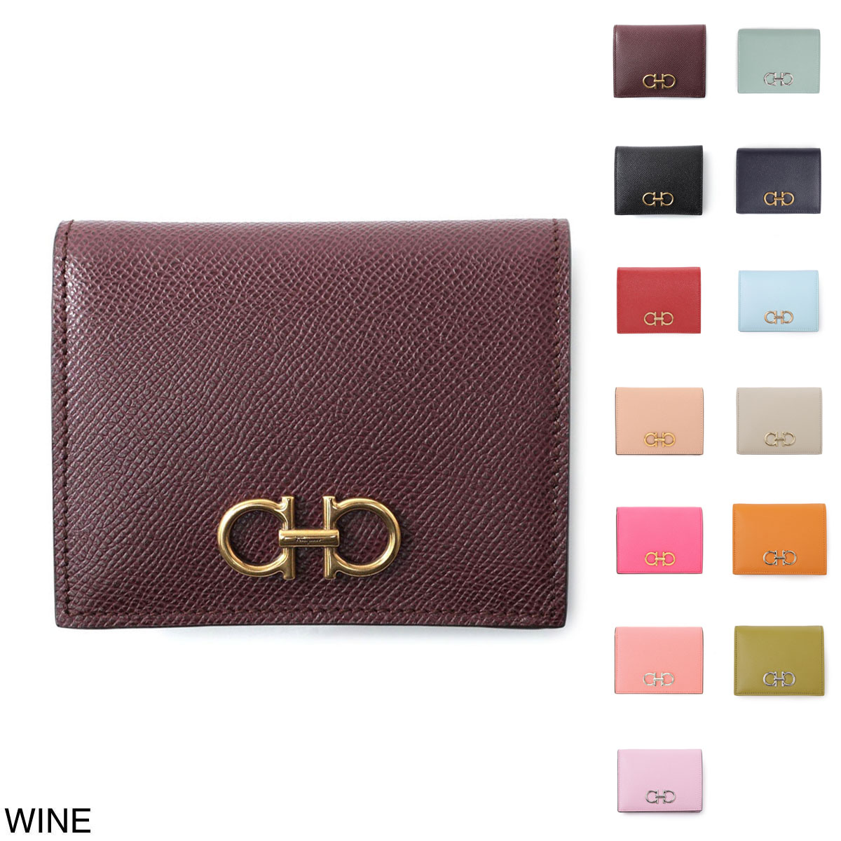 Ferragamo/フェラガモ/二つ折り財布/ゴールド/22D780 フェラガモ 二つ折り財布 ガンチーニ コンパクト財布 ベージュ