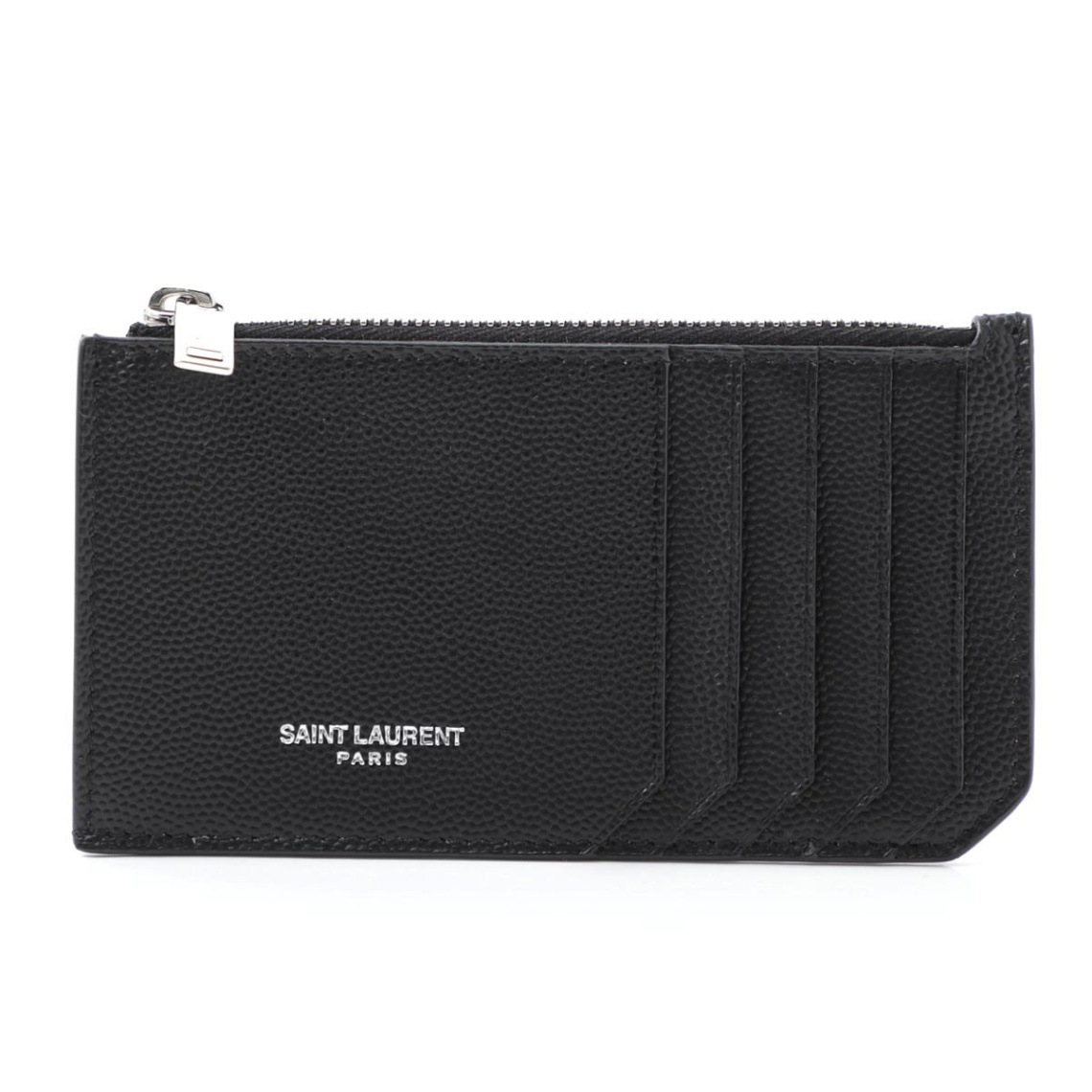 SAINT LAURENT サンローラン カードケース/FRAGMENTS ZIPPED CARD CASE IN GRAIN DE POUDRE EMBOSSED LEATHER メンズ
