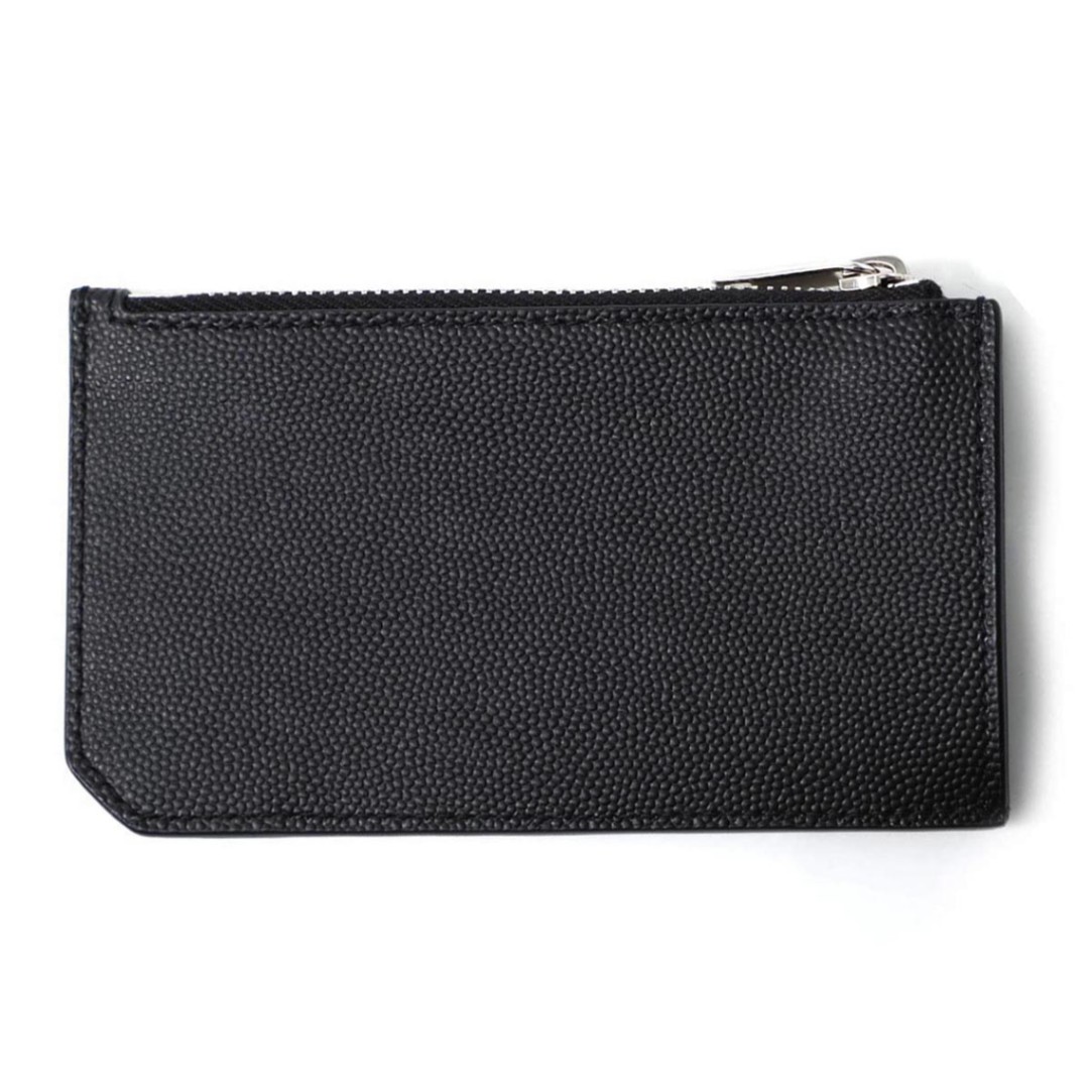 SAINT LAURENT サンローラン カードケース/FRAGMENTS ZIPPED CARD CASE IN GRAIN DE POUDRE EMBOSSED LEATHER メンズ