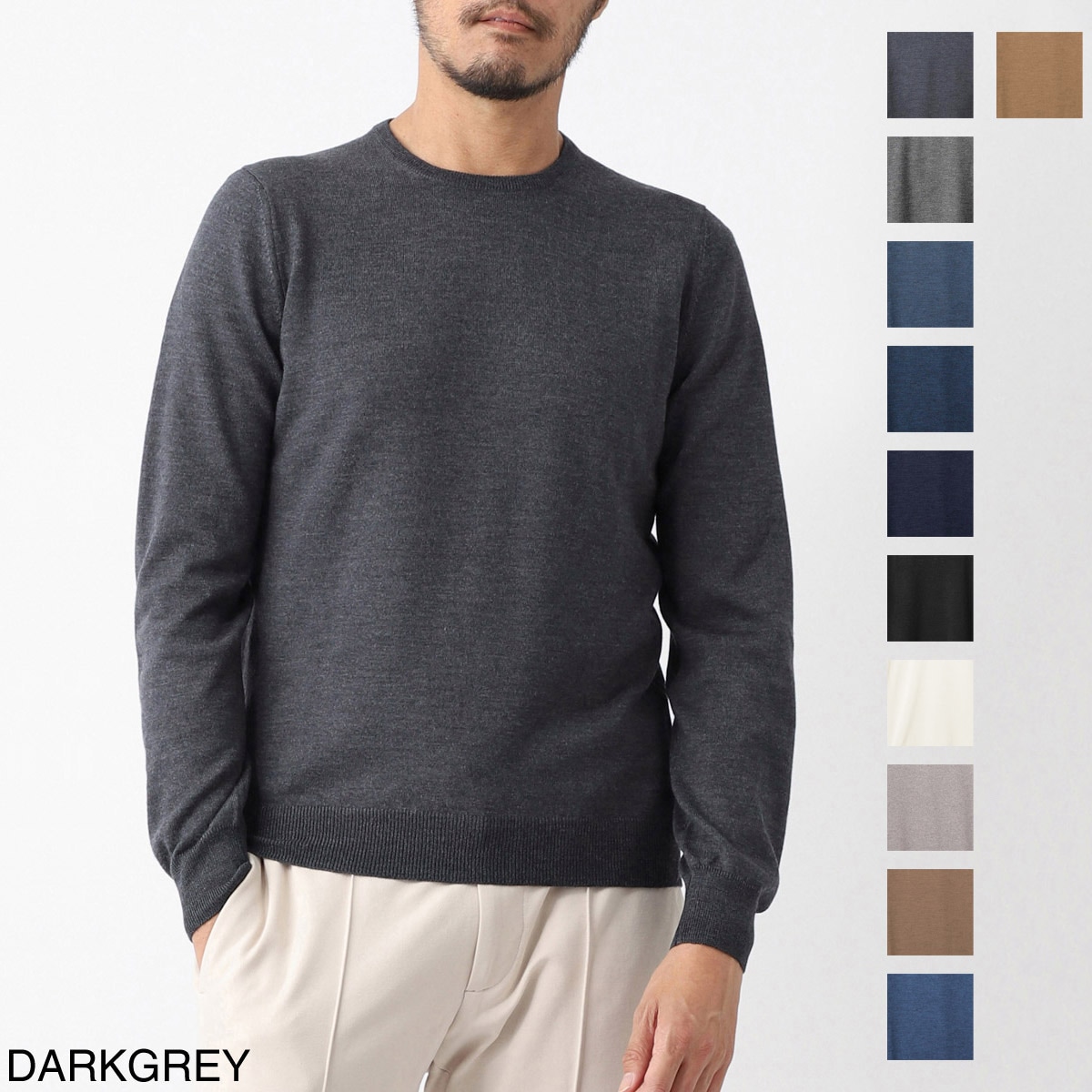 GRAN SASSO ネイビー クルーネックセーター Gran Sasso グランサッソ クルーネックニット/PARICOLLO M/L
