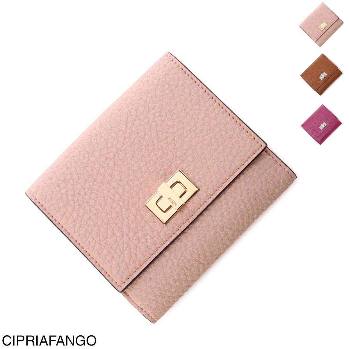 【未使用】FENDI ピーカブー　二つ折り財布　ターンロック FENDI フェンディ 2つ折り財布 小銭入れ付き/PEEKABOO