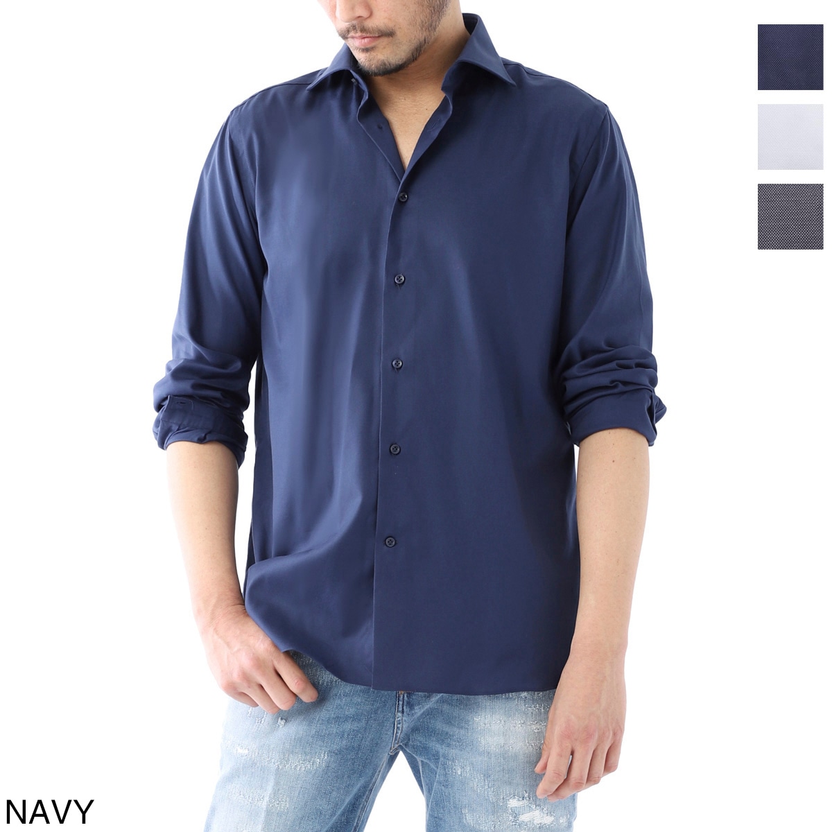 【アウトレット】BORRIELLO ボリエッロ ワイドカラー シャツ/セミワイドカラー フレンチカラー/MARECHIARO SLIM FIT【大きいサイズあり】 メンズ