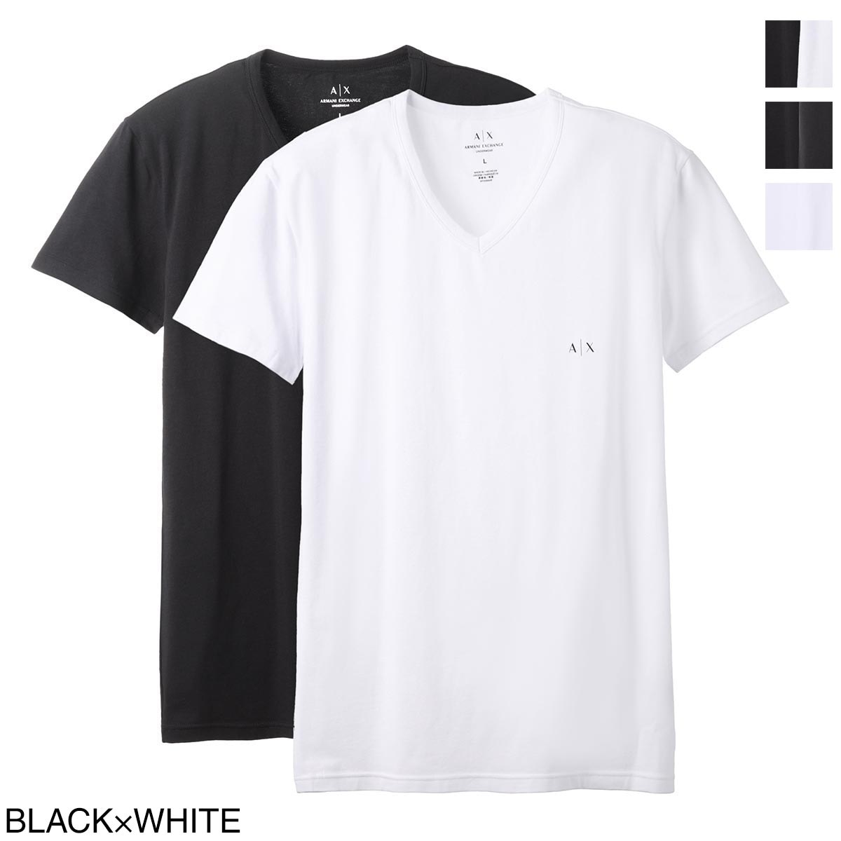 ARMANI EXCHANGE アルマーニエクスチェンジ Vネック アンダーTシャツ 2枚セット【返品交換不可】 メンズ