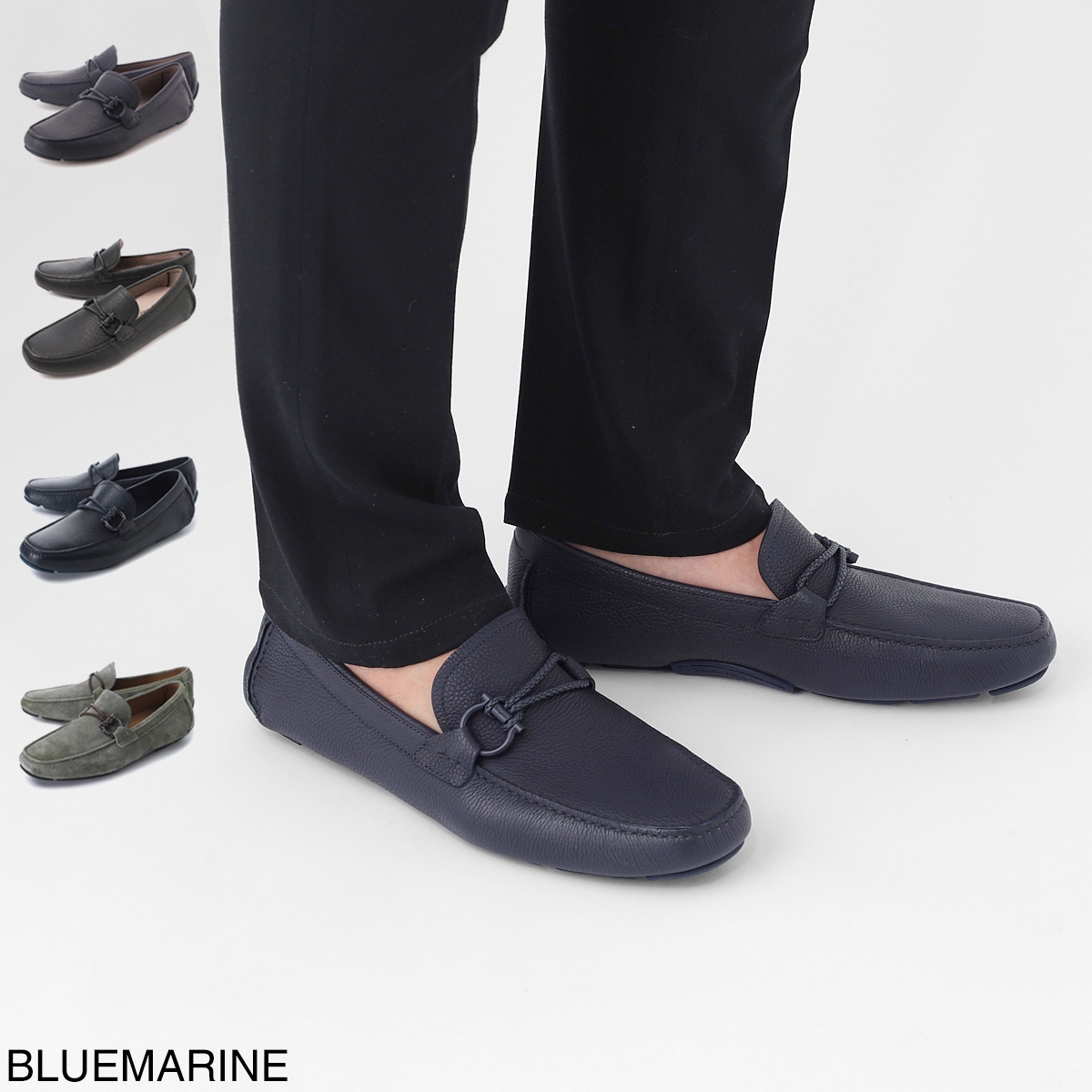Ferragamo　フェラガモ　ドライビングシューズ　ヴァラ　レザー　ブラック FERRAGAMO（フェラガモ） ドライビングシューズ PARIGI NEW ワイズ:EEE