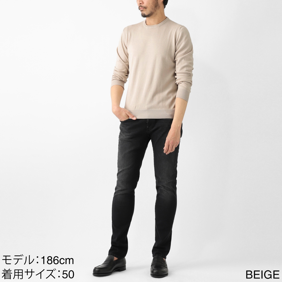 Gran Sasso グランサッソ クルーネック セーター/PARICOLLO M/L 12G【大きいサイズあり】 メンズ