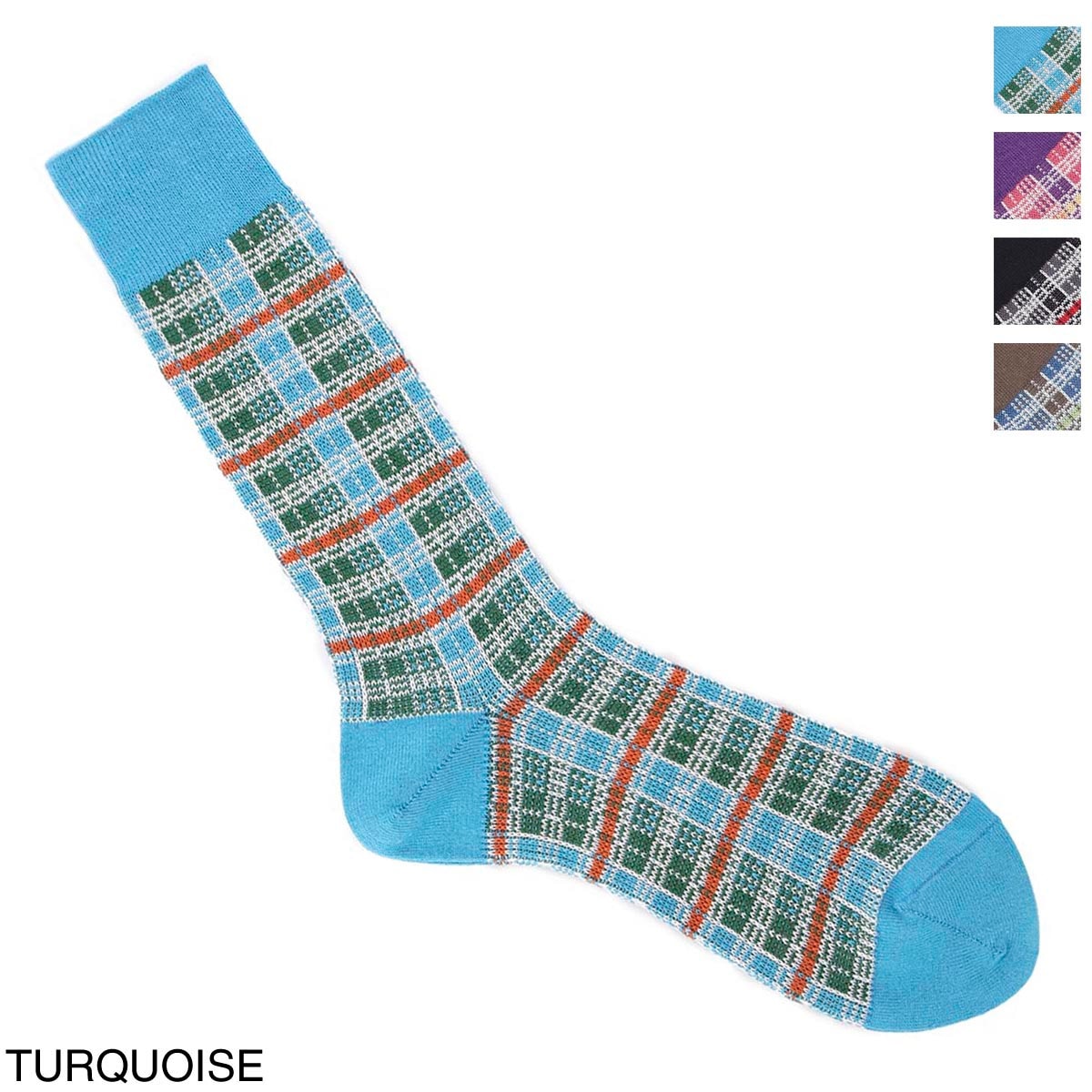 『ネコポス対応(4点まで)』HALISON ハリソン 靴下/ソックス/綿麻 マドラスチェック 相当サイズ:25～27cm メンズ