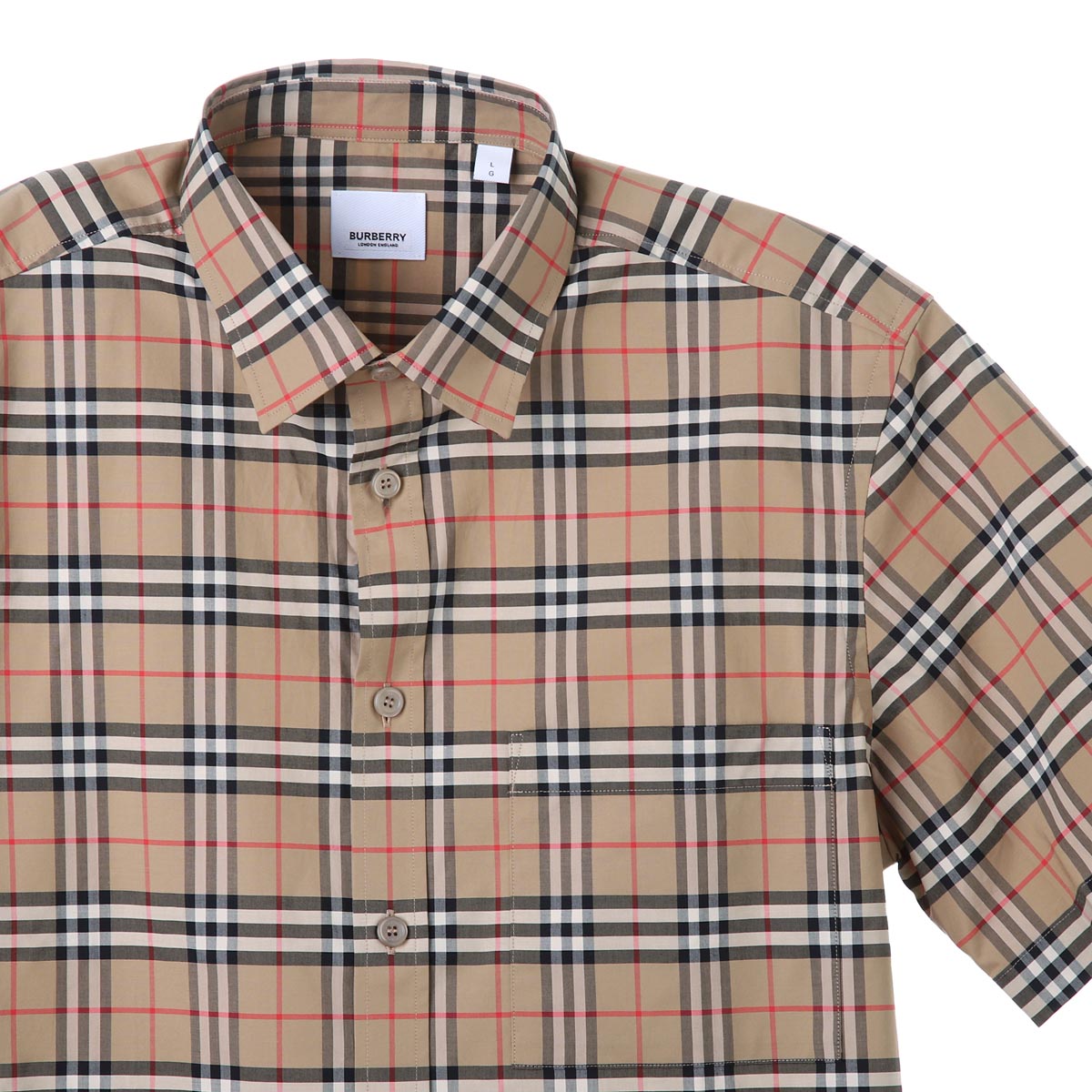 BURBERRY バーバリー 半袖シャツ/SHORTSLEEVE SMALLSCALECHECK STRETCH COTTON SHIRT メンズ