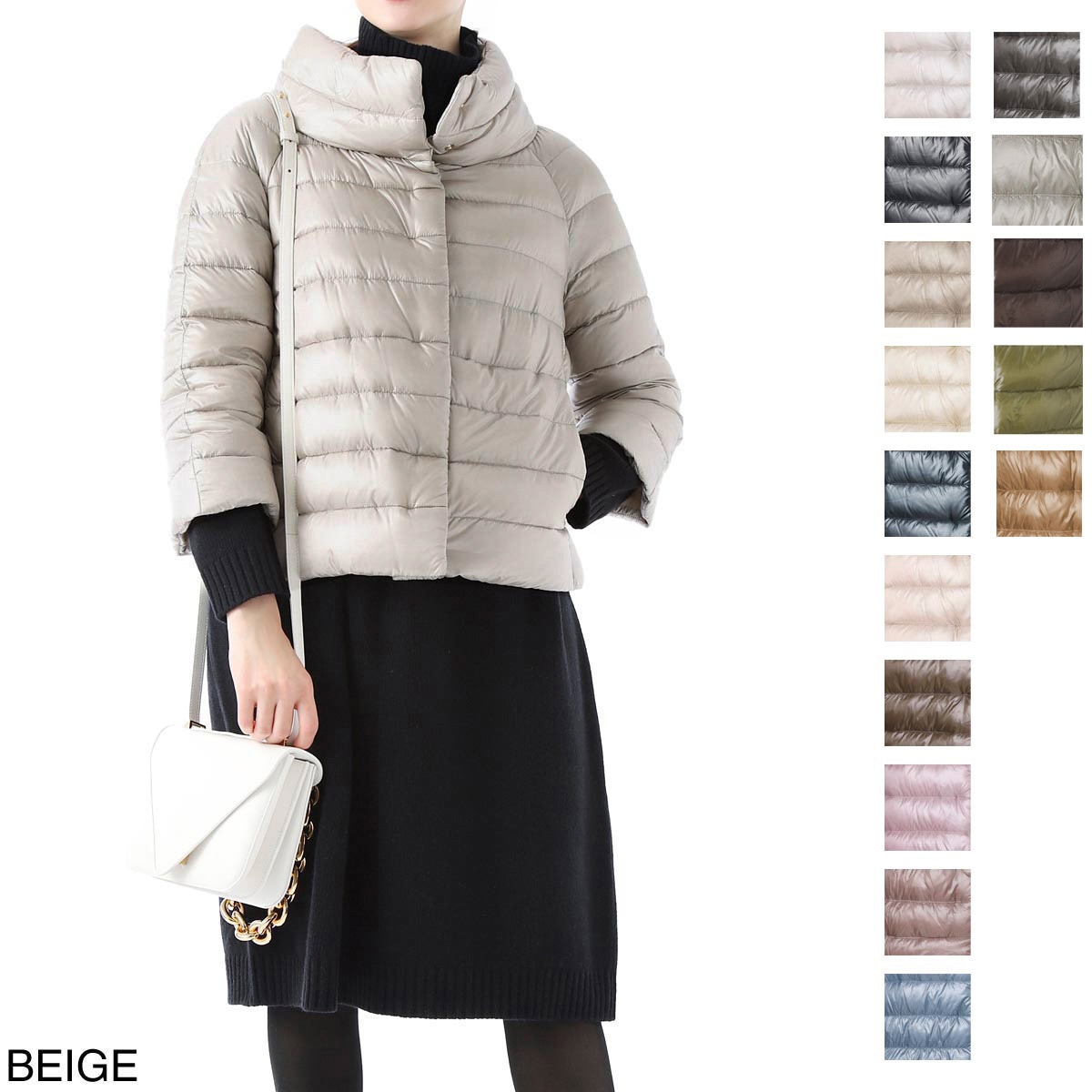 HERNO ヘルノダウンコート ピンク×ホワイト46 Lサイズ相当 着丈74cm ヘルノ ダウン レディース 2022 HERNO ダウンコート A-shape