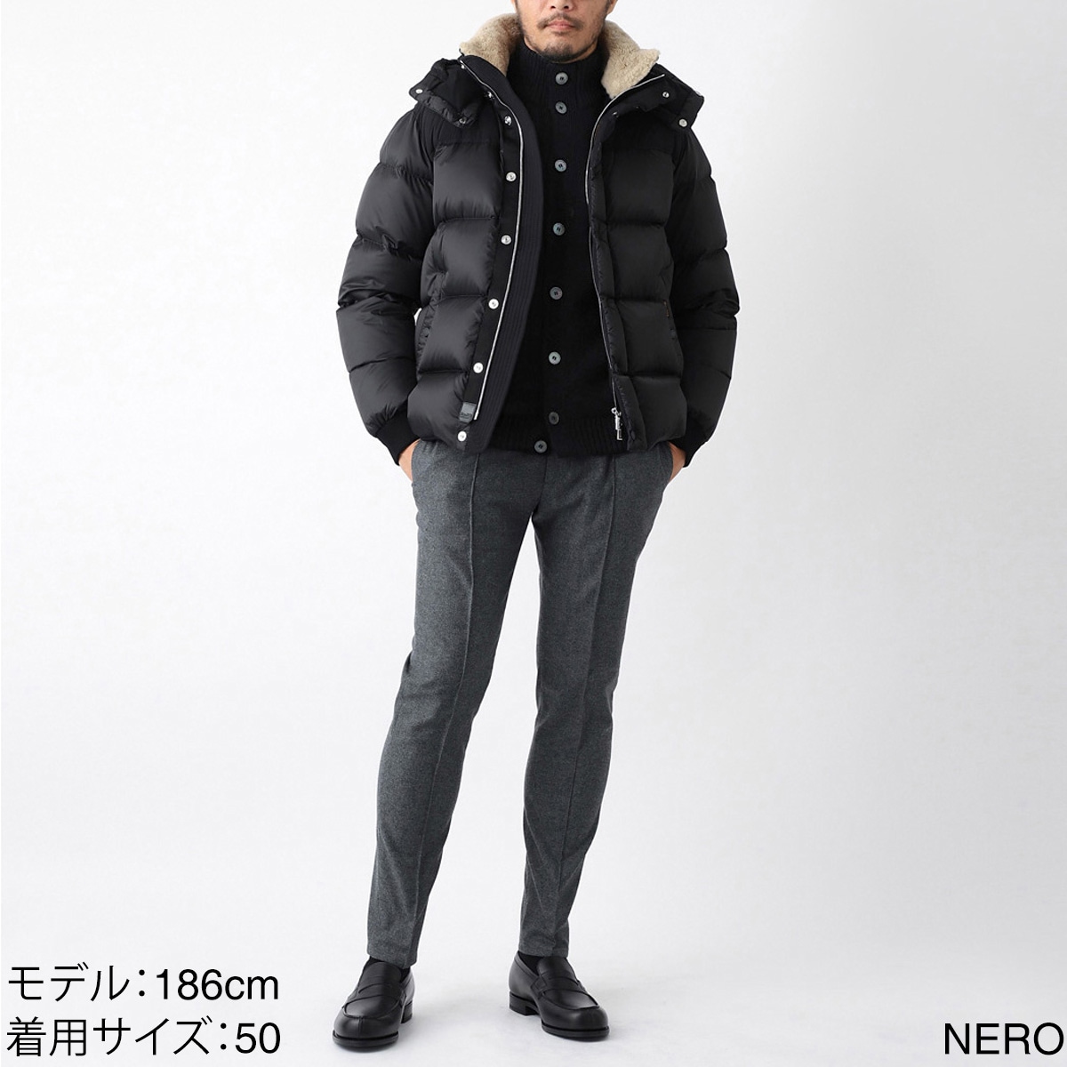 Gran Sasso グランサッソ 立ち襟ニットカーディガン【大きいサイズあり