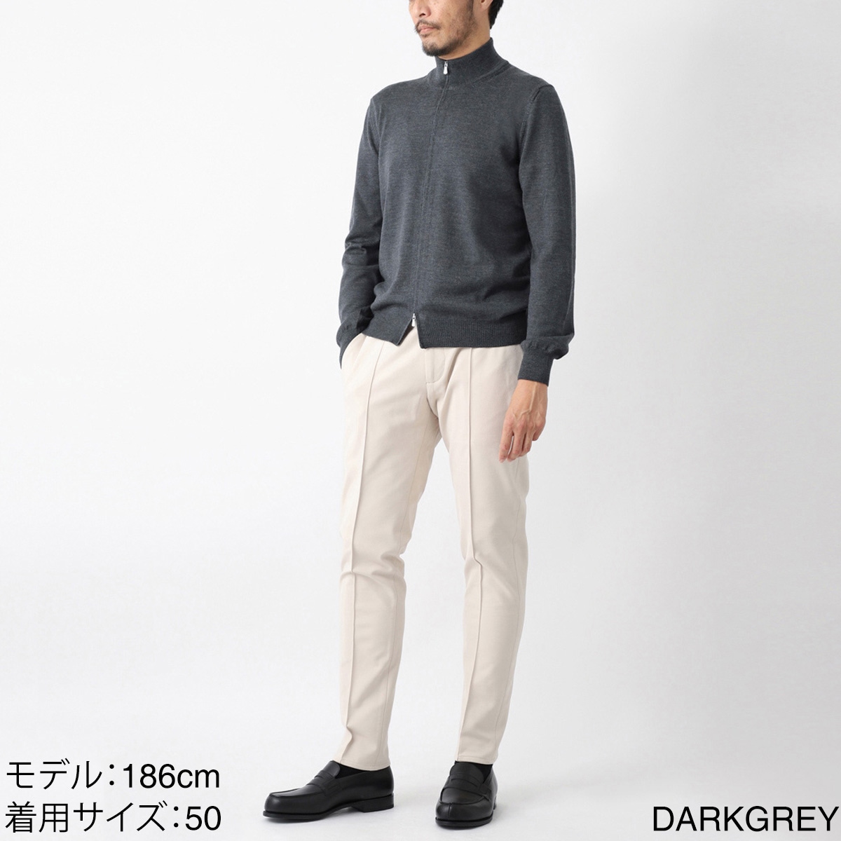 Gran Sasso グランサッソ ジップアップニットカーディガン/ドライバーズニット/GIUBBINO M/L ZIP【大きいサイズあり】 メンズ