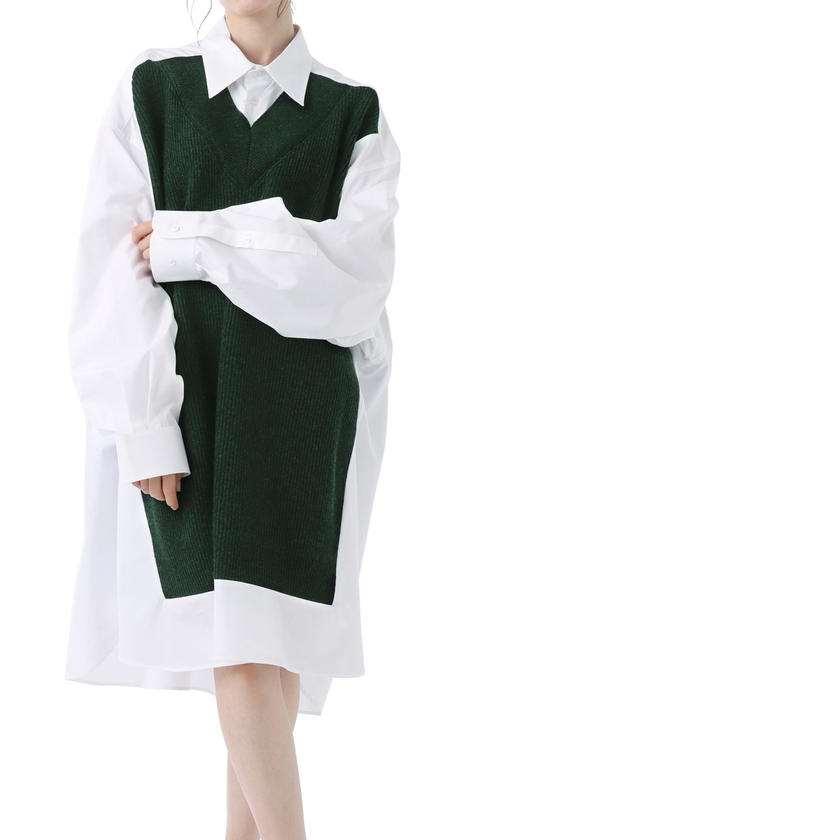 【アウトレット】Maison Margiela メゾンマルジェラ 長袖シャツ/ニット シャツドレス/Spliced レディース